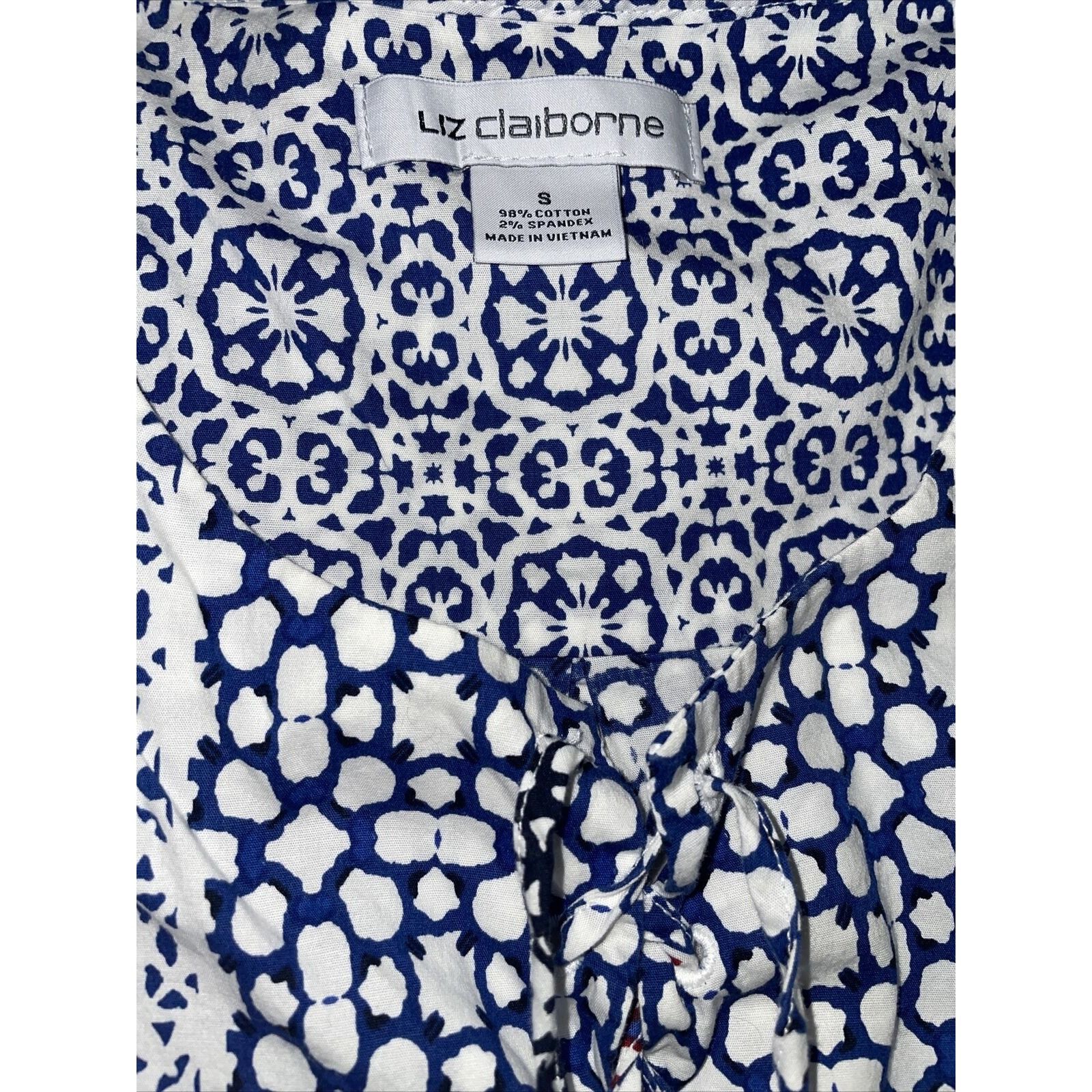 Other Liz Claiborne Women's Top Small Tie Neck Crisp Cotton Spande Size S / US 4 / IT 40 - 4 Thumbnail