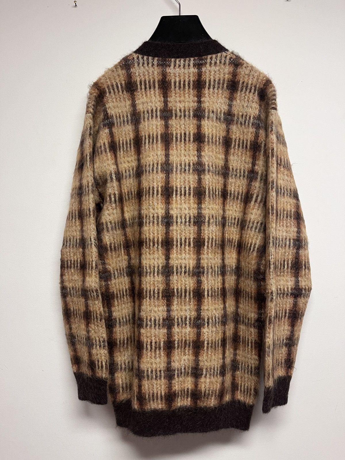 Celine PLAID BRUSHED MOHAIR ALPACA BLEND LONG CARDIGAN Size US XS / EU 42 / 0 - 10 Thumbnail