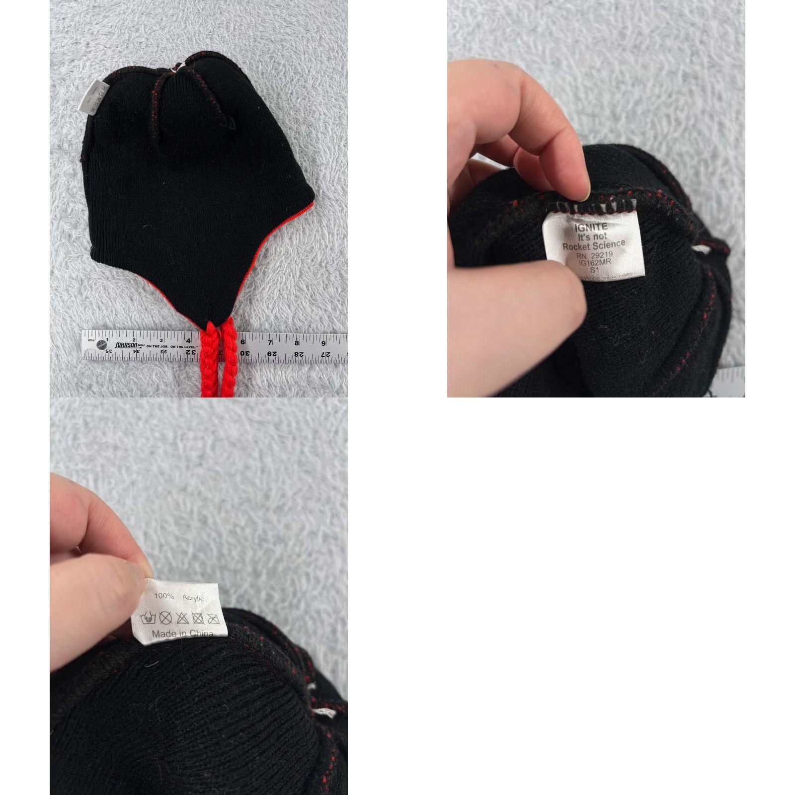 Logo 7 Ignite Beanie Hat Adult One Size Red Logo Acrylic Ear Flaps Pom Adjustable Unisex Outdoors Winter Ski 90s Theme Mens Womens Size ONE SIZE - 8 Thumbnail