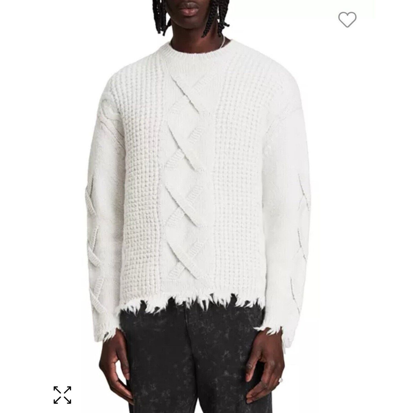 Allsaints NWT Mens White Hennet Crew Pullover Chunky Wool Alpaca $259 Size US S / EU 44-46 / 1 - 1 Thumbnail
