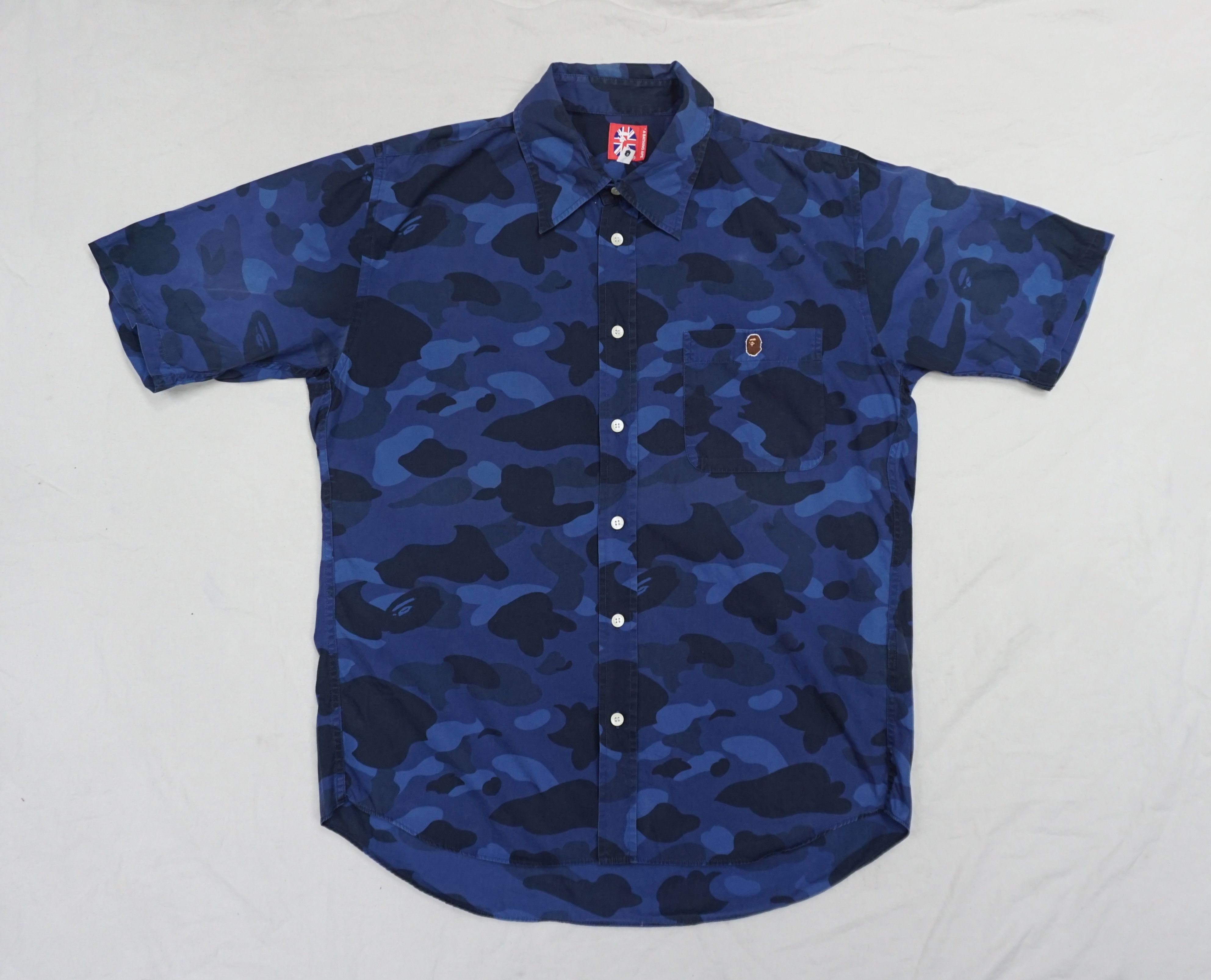 A Bathing Ape Blue Camouflage Button up Shirt