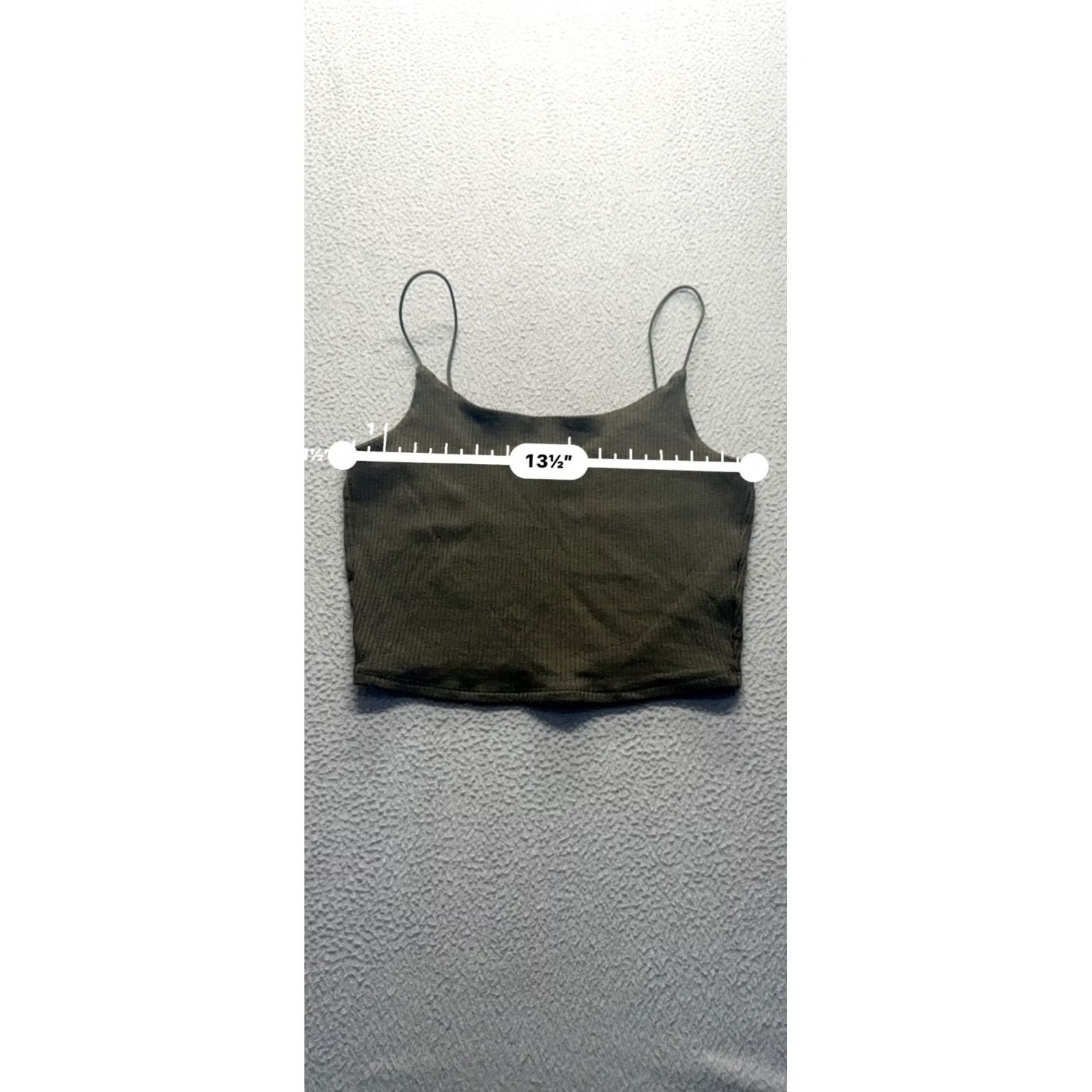 Garage Garage Ribbed Olive Green Spaghetti Strap Crop Top P/S by Garage Size S / US 4 / IT 40 - 7 Thumbnail