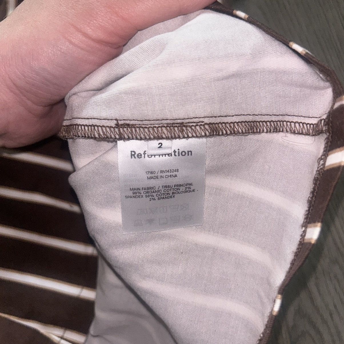 Reformation Reformation Westlake Stripe Mini Dress Coffee Brown Size 2 Size XS / US 0-2 / IT 36-38 - 3 Thumbnail