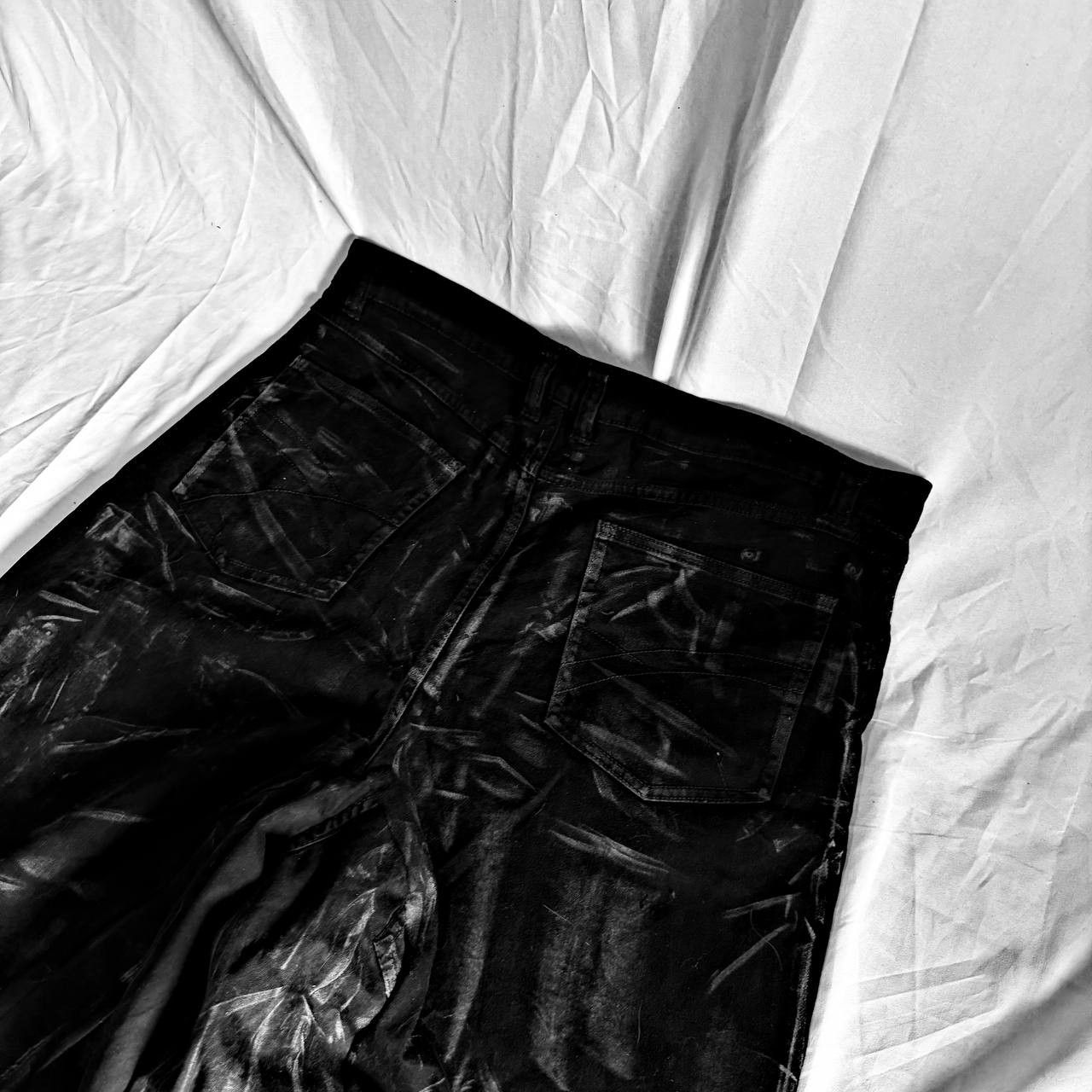 Japanese Brand Custom Black Baggy Jeans with White cyber sigilismPrint Size US 36 / EU 52 - 6 Thumbnail