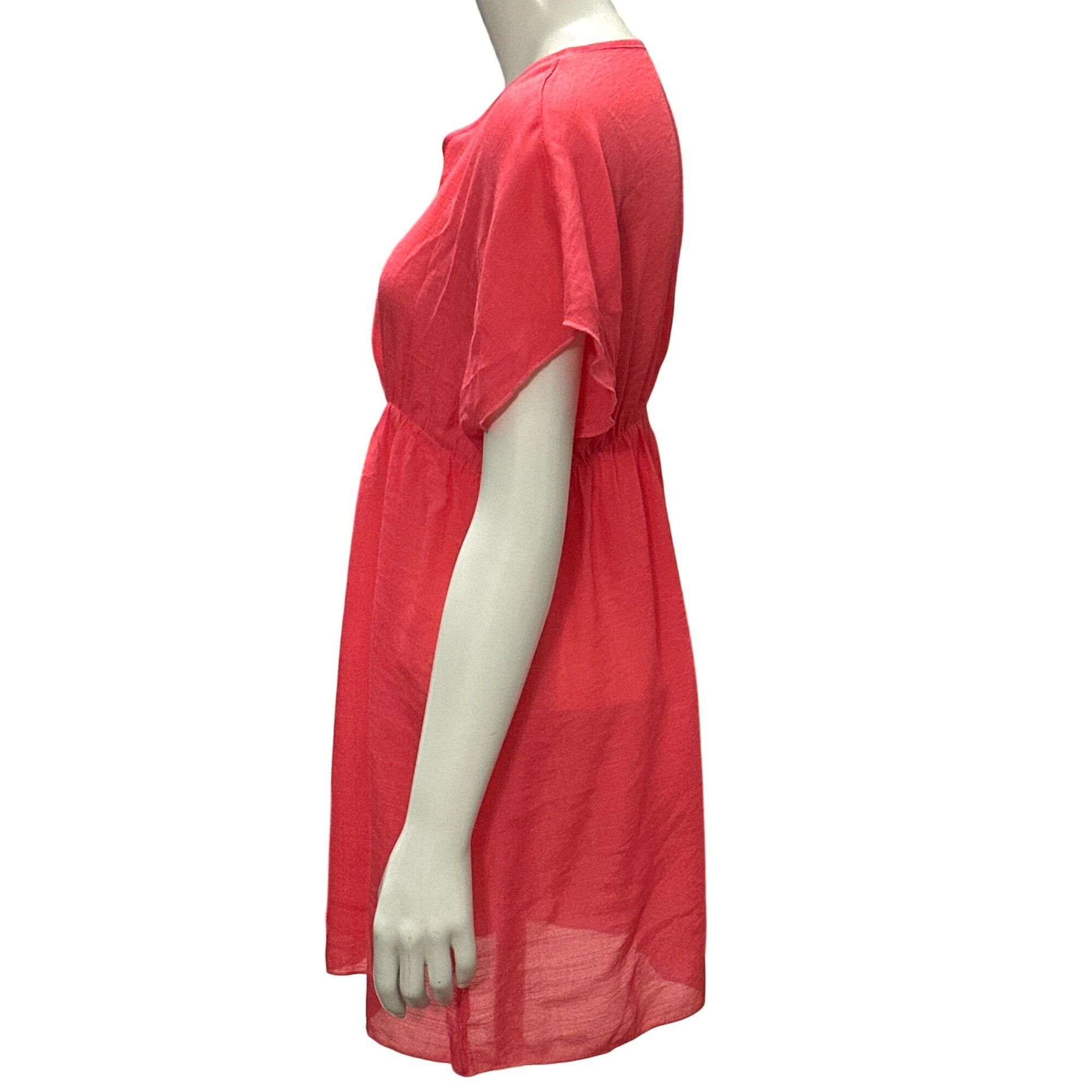 Other CCC Rose Red Sheer V Neck Mini Dress With Short Sleeves Cove Size M / US 6-8 / IT 42-44 - 2 Thumbnail