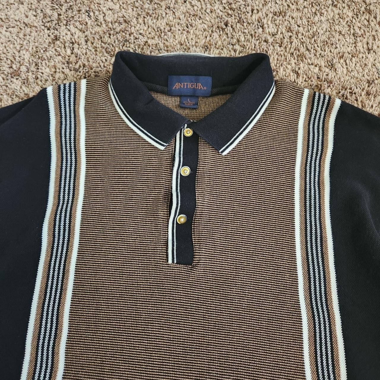 Antigua Vintage Polo Striped Shirt Antigua Golf Dad Retro Size US L / EU 52-54 / 3 - 3 Thumbnail