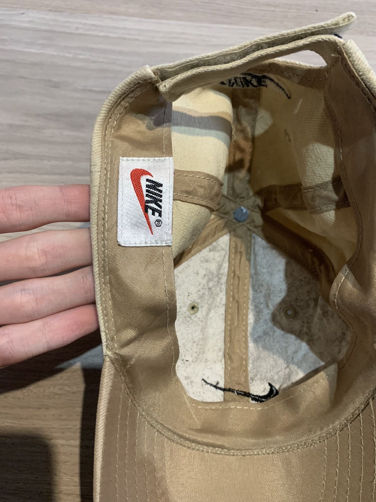 Nike × Vintage Vintage Nike 90’s Cap Hat Baseball Dad Beige Swoosh Drill Size ONE SIZE - 9 Thumbnail