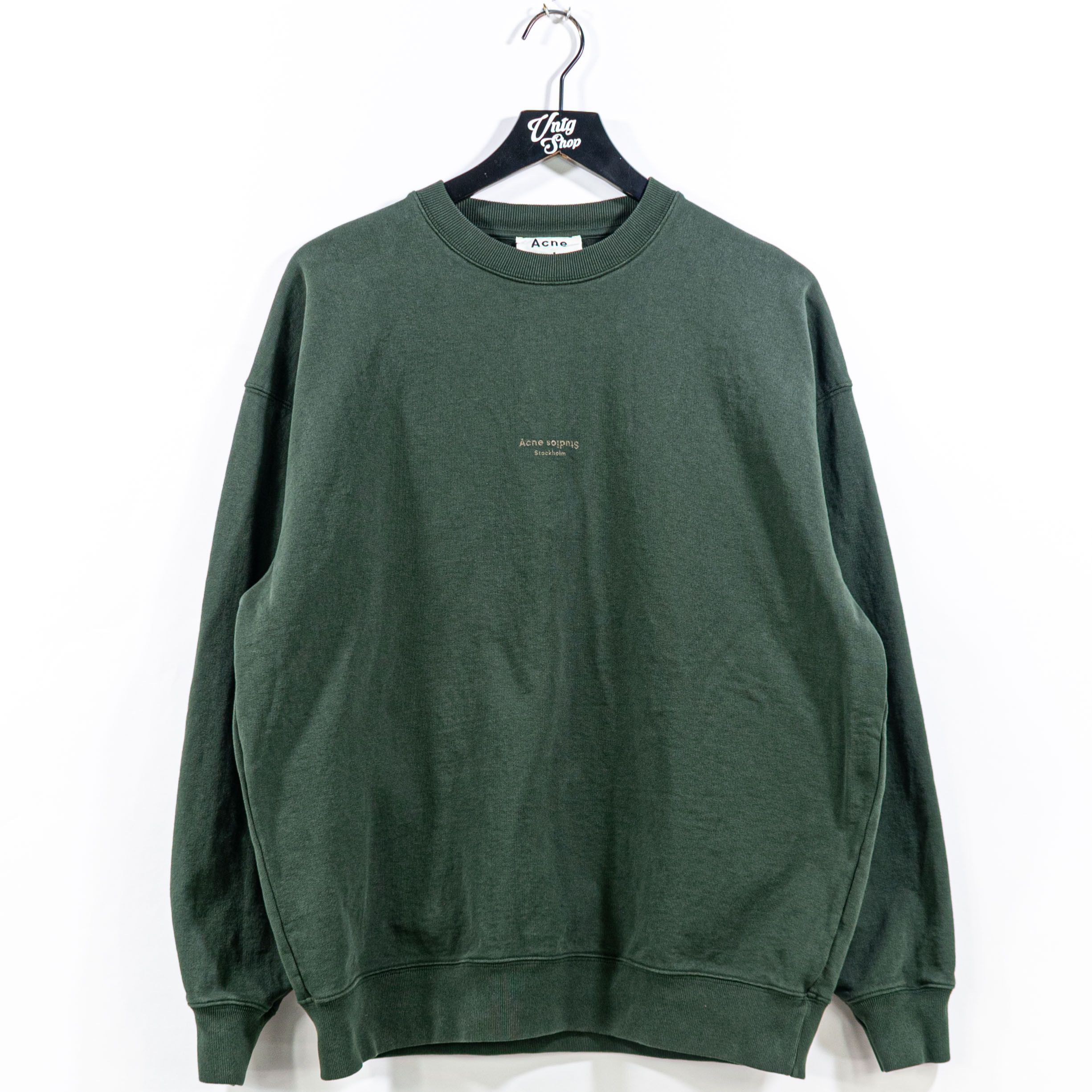 image of Acne Studios Stockholm Sweatshirt Spell Out Designer in Green, Men's (Size Small)