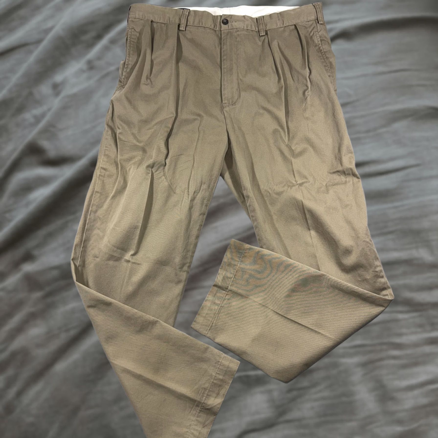 Polo Ralph Lauren VINTAGE Polo Ralph Lauren Andrew Pants Mens 38x32 Beige Pleated Cotton Chino Classic Fit Pants Size US M / EU 48-50 / 2 - 1 Thumbnail