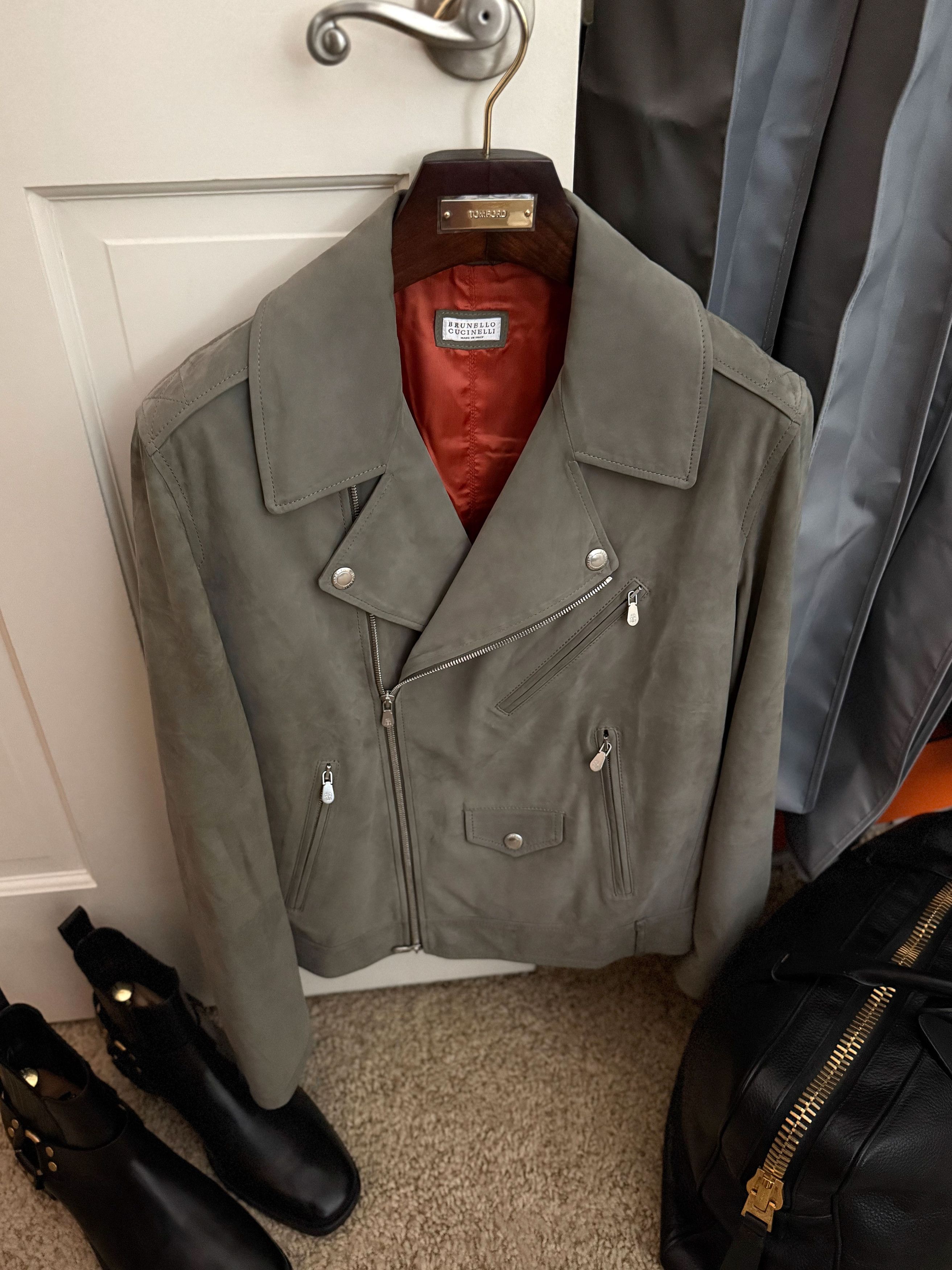 Brunello Cucinelli Fits 48-50, Effortless Cool $8,700 CUCINELLI Sage Biker Size US XS / EU 42 / 0 - 18 Thumbnail
