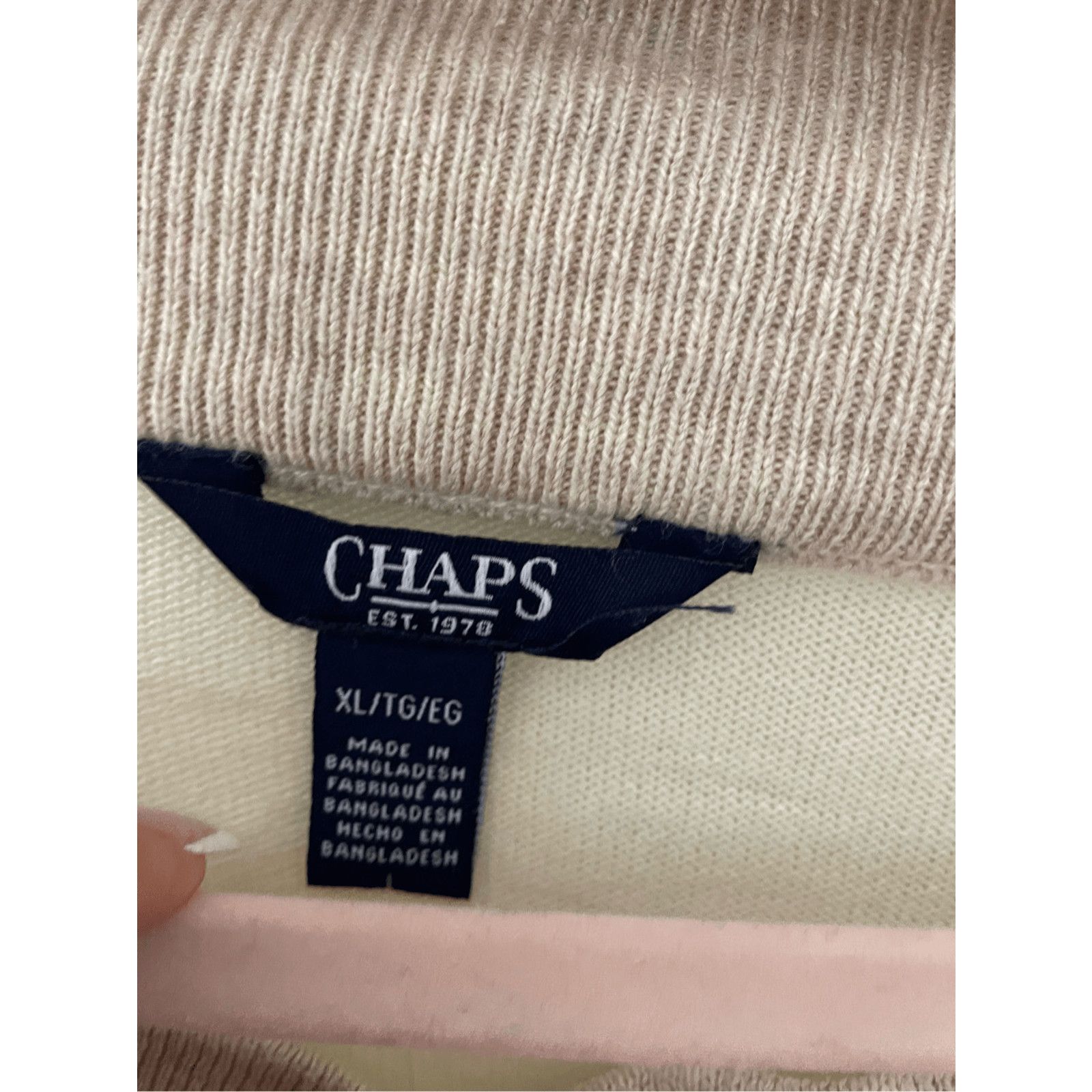 Chaps NWT Chaps Ivory Sweater Old Money Quiet Luxury Neutral XL Size XL / US 12-14 / IT 48-50 - 3 Thumbnail