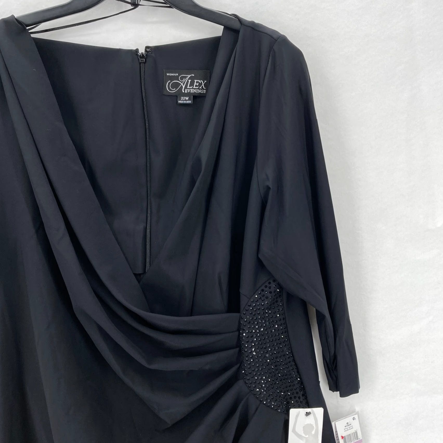 Alex Evenings Alex Evenings Dress Womens 22W Black 3/4 Sleeve Embellished Ruched Cocktail NWT (VINTAGE: No) Size 3XL / US 20-22 - 2 Thumbnail