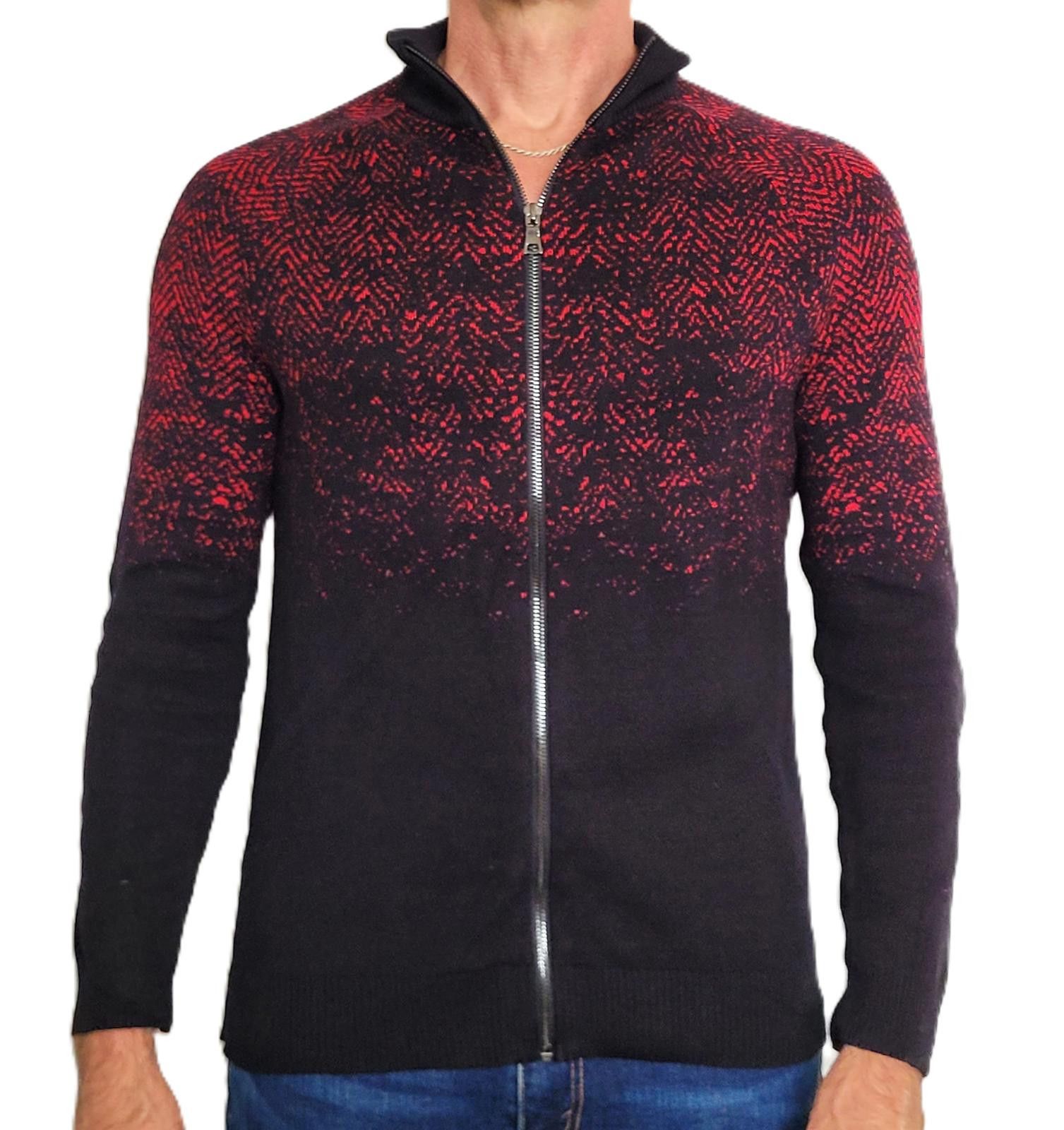I.N.C INC International Concepts Full Zip Sweater Black & Red Knit Size US M / EU 48-50 / 2 - 1 Thumbnail