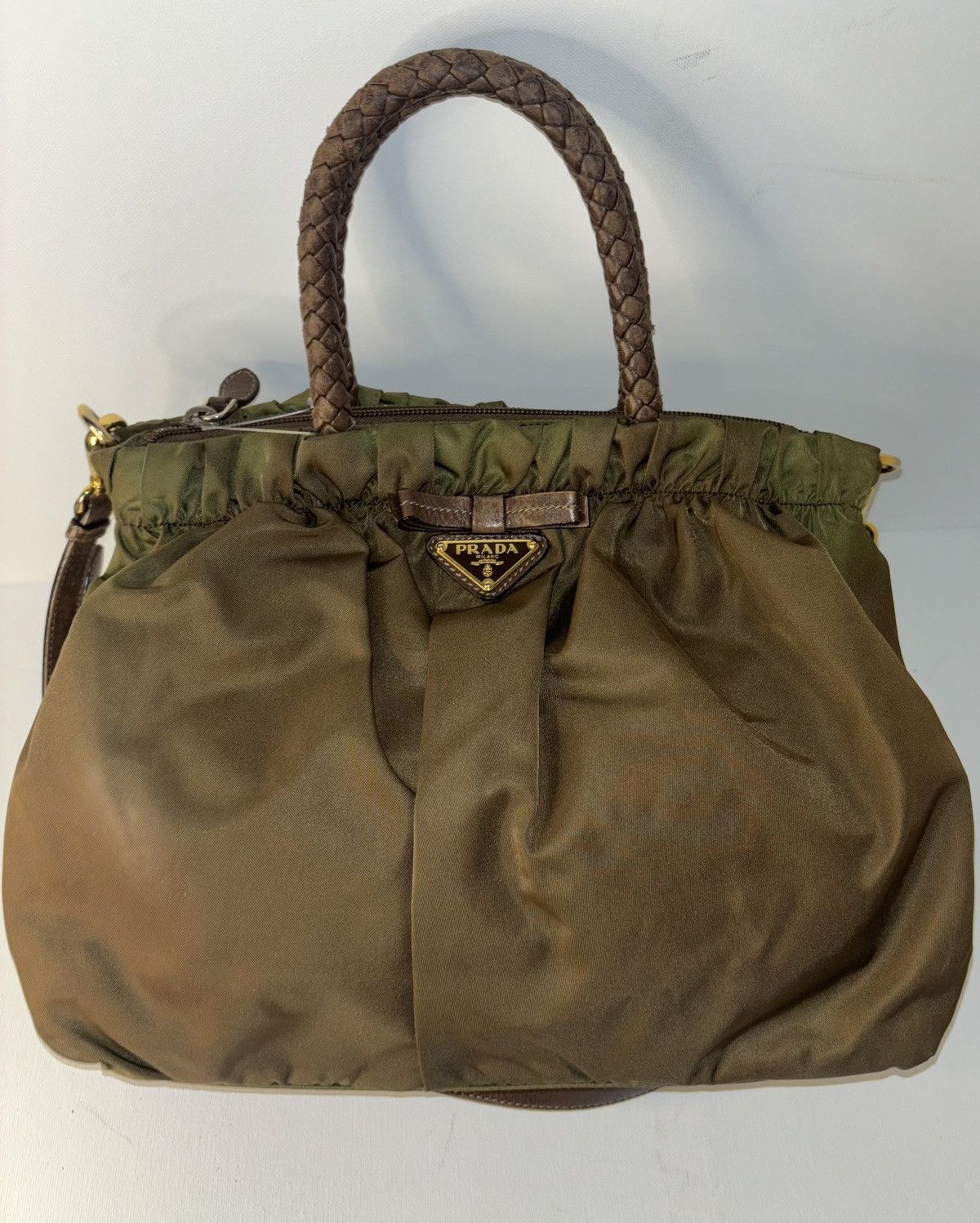 Prada Prada Hand Bag Green Nylon Size ONE SIZE - 9 Thumbnail