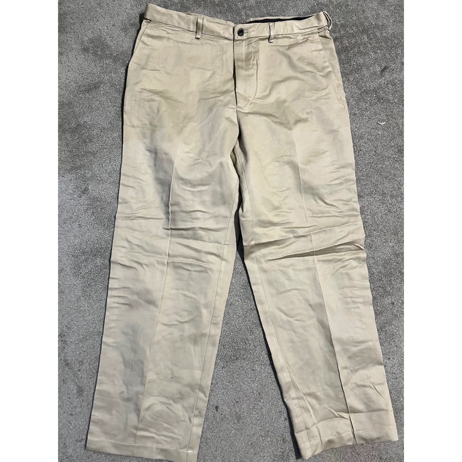 Haggar Haggar Beige Flat Front Mens Dress Pants 38x32 Classic Fit Cotton Pants Regular Men Beige Flat Front Dress Pants Cr? Size US 38 / EU 54 - 2 Thumbnail