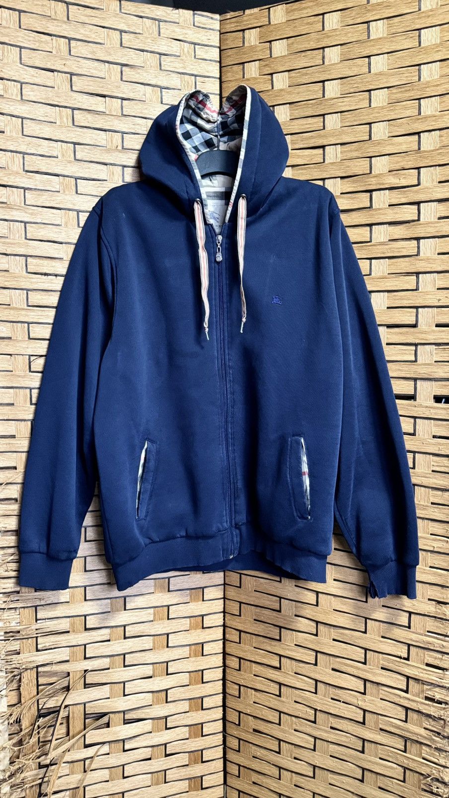 Burberry × Vintage Vintage Distressed Burberrys Zipper Hoodie Size US XL / EU 56 / 4 - 1 Thumbnail