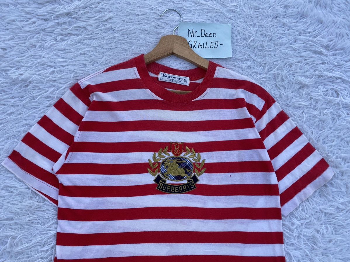 Burberry Rare Vintage Burberry Spellout Biglogo Stripes Tshirt Size US M / EU 48-50 / 2 - 14 Thumbnail