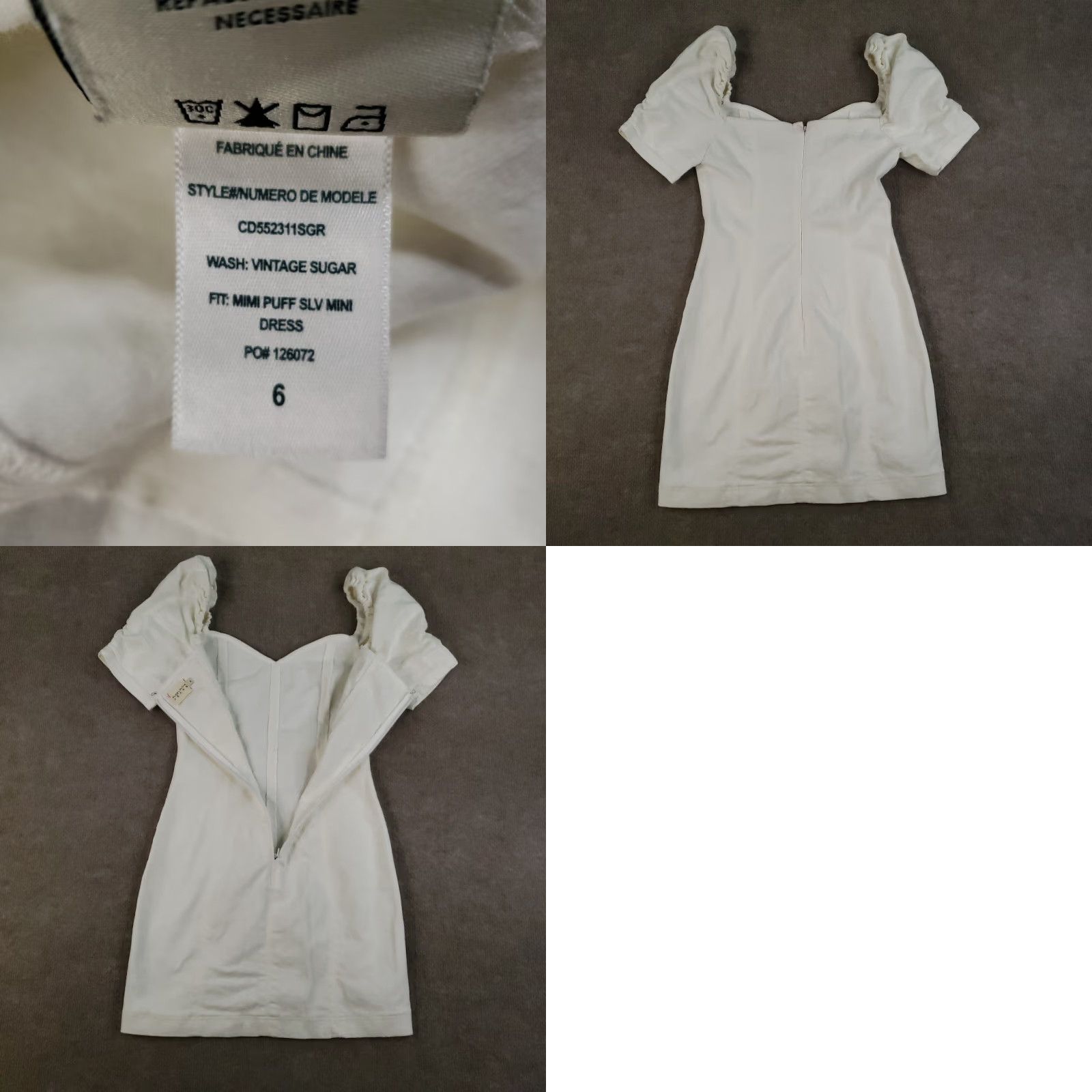 Alice + Olivia Alice + Olivia Dress Womens Size 6 White Denim Mini Puff Sleeve Short Stretch Size 28" / US 6 / IT 42 - 8 Thumbnail