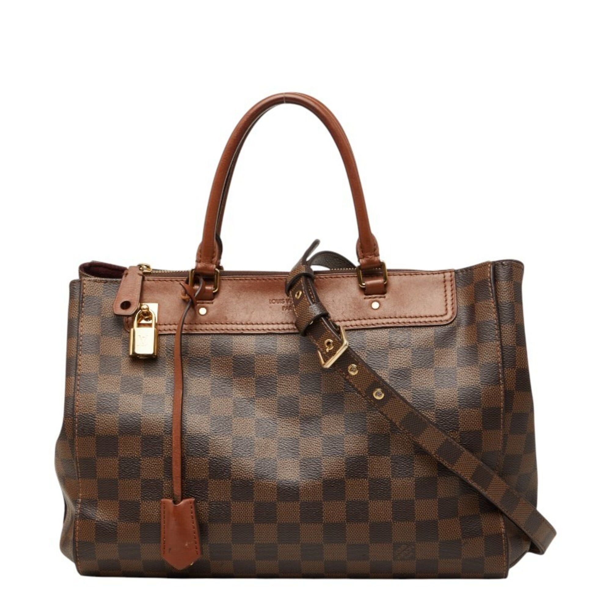 Louis Vuitton Louis Vuitton Damier Greenwich Handbag Shoulder Bag 2WAY N41337 Brown Leather Women's LOUIS VUITTON Size ONE SIZE - 1 Thumbnail