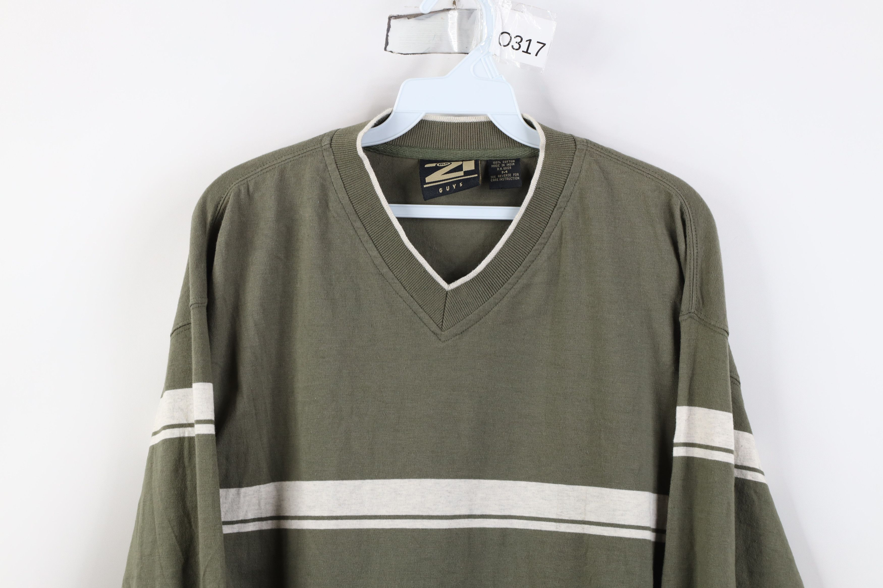 Vintage Vintage 90s Streetwear Long Sleeve V-Neck T-Shirt Green Size US M / EU 48-50 / 2 - 2 Thumbnail