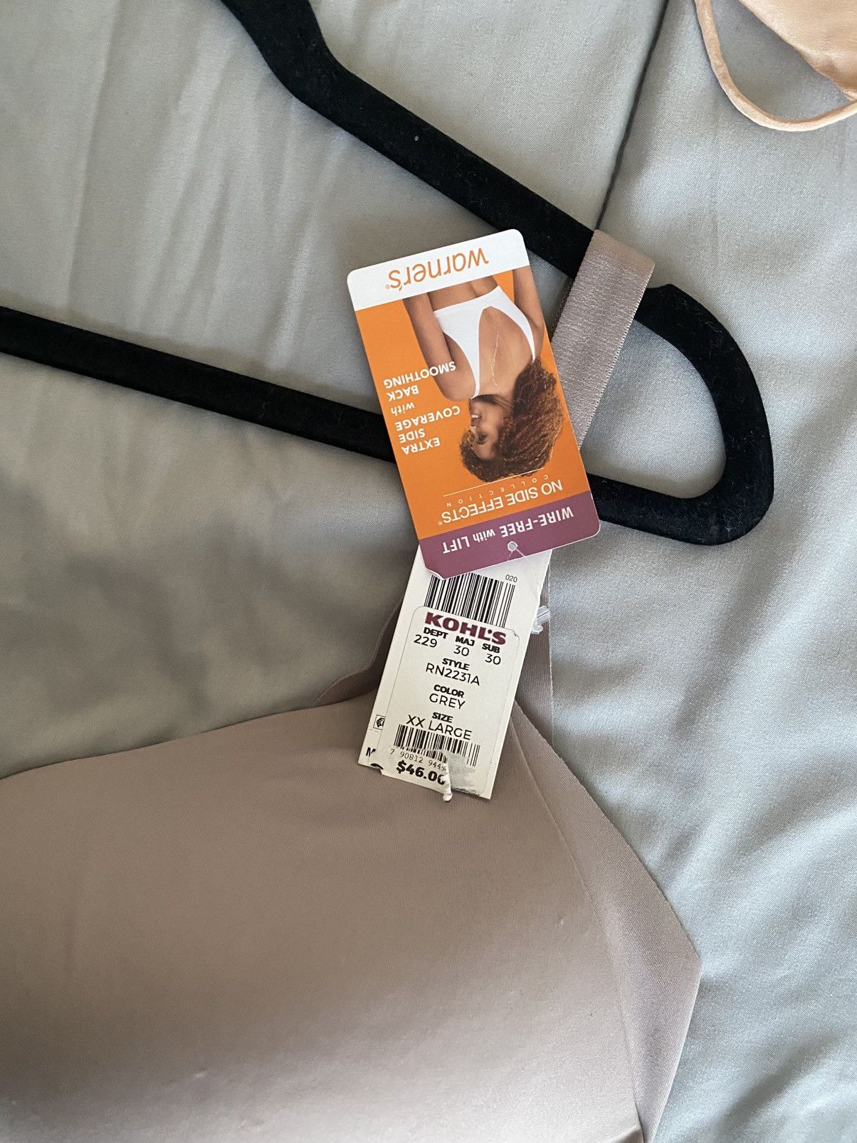 Warner Bros NWT Warner's No Side Effects wire free bra Mink grey 2XL Size ONE SIZE - 10 Thumbnail