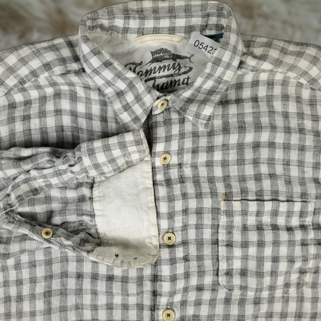 Tommy Bahama Tommy Bahama Shirt Mens XL Gray Plaid Linen Button-Up Long Sleeve Casual, Business, Formal, Party/Cocktail, Travel, Wedding, Workwear Size US XL / EU 56 / 4 - 1 Thumbnail