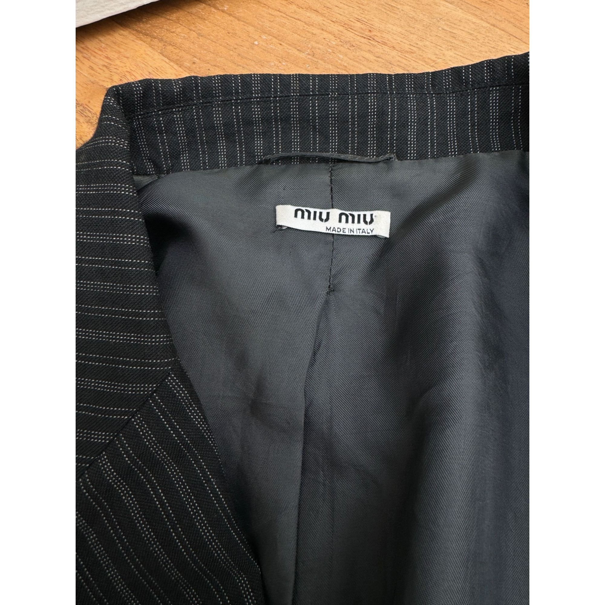 Miu Miu Grey Wool Pinstripe Jacket Size M / US 6-8 / IT 42-44 - 7 Thumbnail