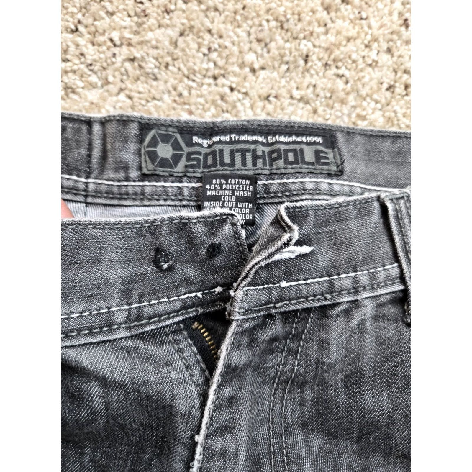 Southpole VINTAGE Southpole Jeans 32 Mens Gray Baggy Fit Straight Weave Denim Y2K Straight 5-Pocket Logo Embroidered Hip Hop Mens Jeans Size US 32 / EU 48 - 7 Thumbnail