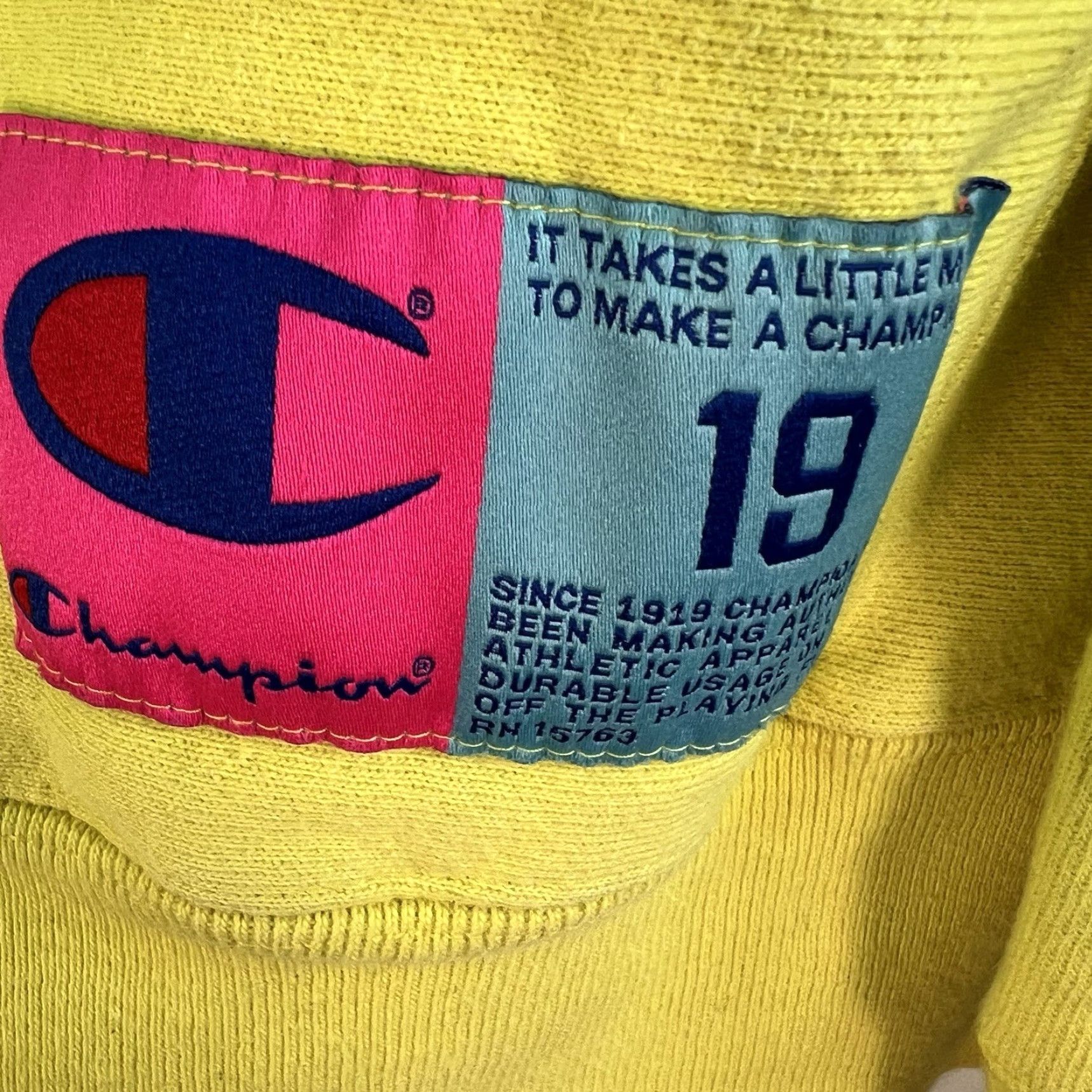 Champion Champion Reverse Weave Puff Hoodie Adult Size M Yellow Mens Size US M / EU 48-50 / 2 - 2 Thumbnail