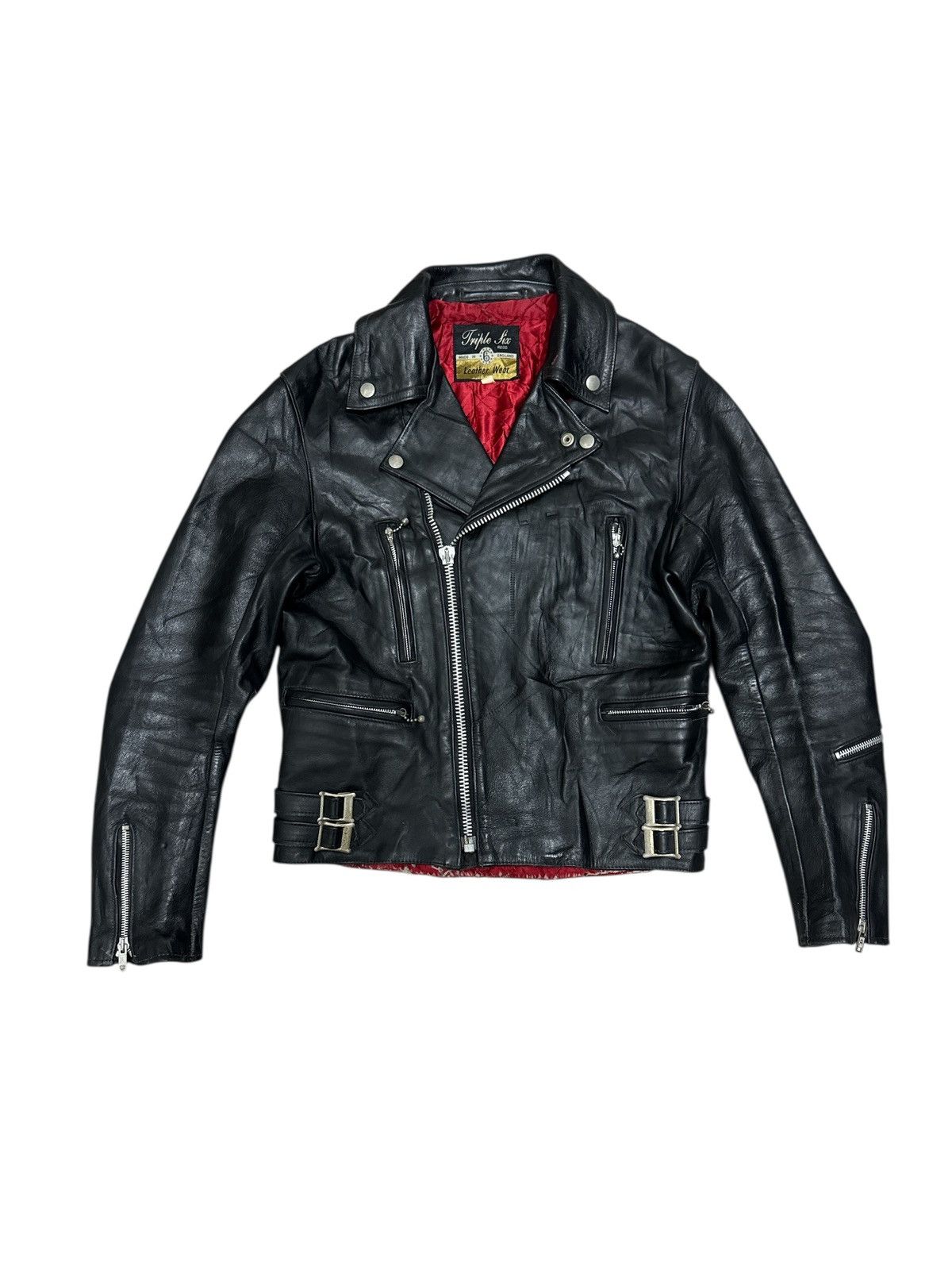 Vintage VINTAGE TRIPLE SIX 666 ENGLAND BIKER LEATHER JACKET SIZE 34 Size US S / EU 44-46 / 1 - 1 Thumbnail