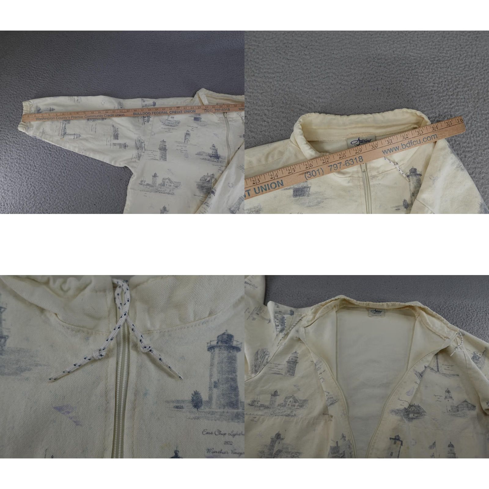 Nautica VINTAGE Artisans Jacket Womens Large Beige Lighthouse Nautical All Over Print Size L / US 10 / IT 46 - 8 Thumbnail