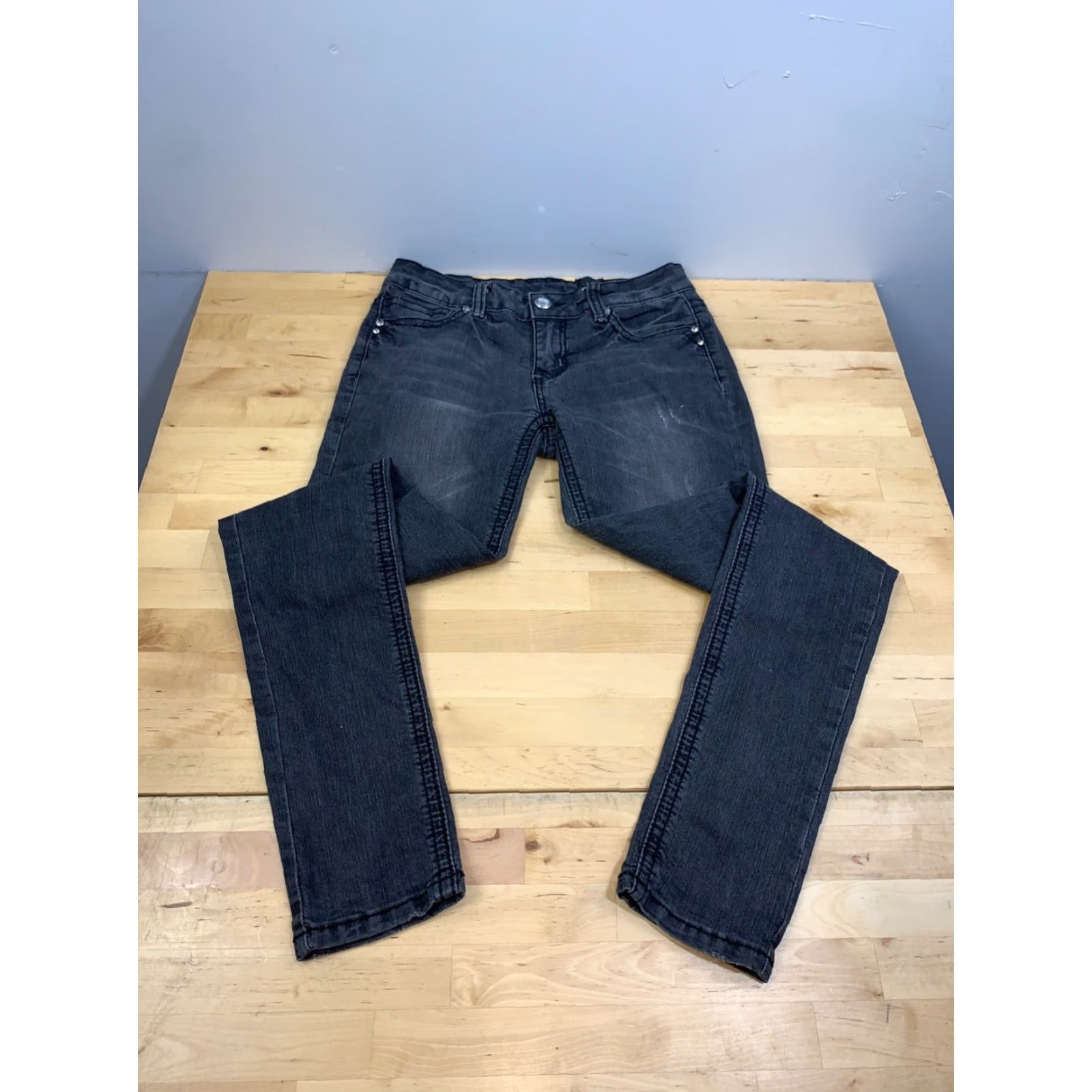 Bebe VINTAGE bebe Jeans Womens 28" Waist Black Rhinestone Y2K Low Rise 2B 5-Pocket Skinny Handwash Machine Washable Denim Cotton Solid Zipper Bagged No N/A Size 28" / US 6 / IT 42 - 5 Thumbnail