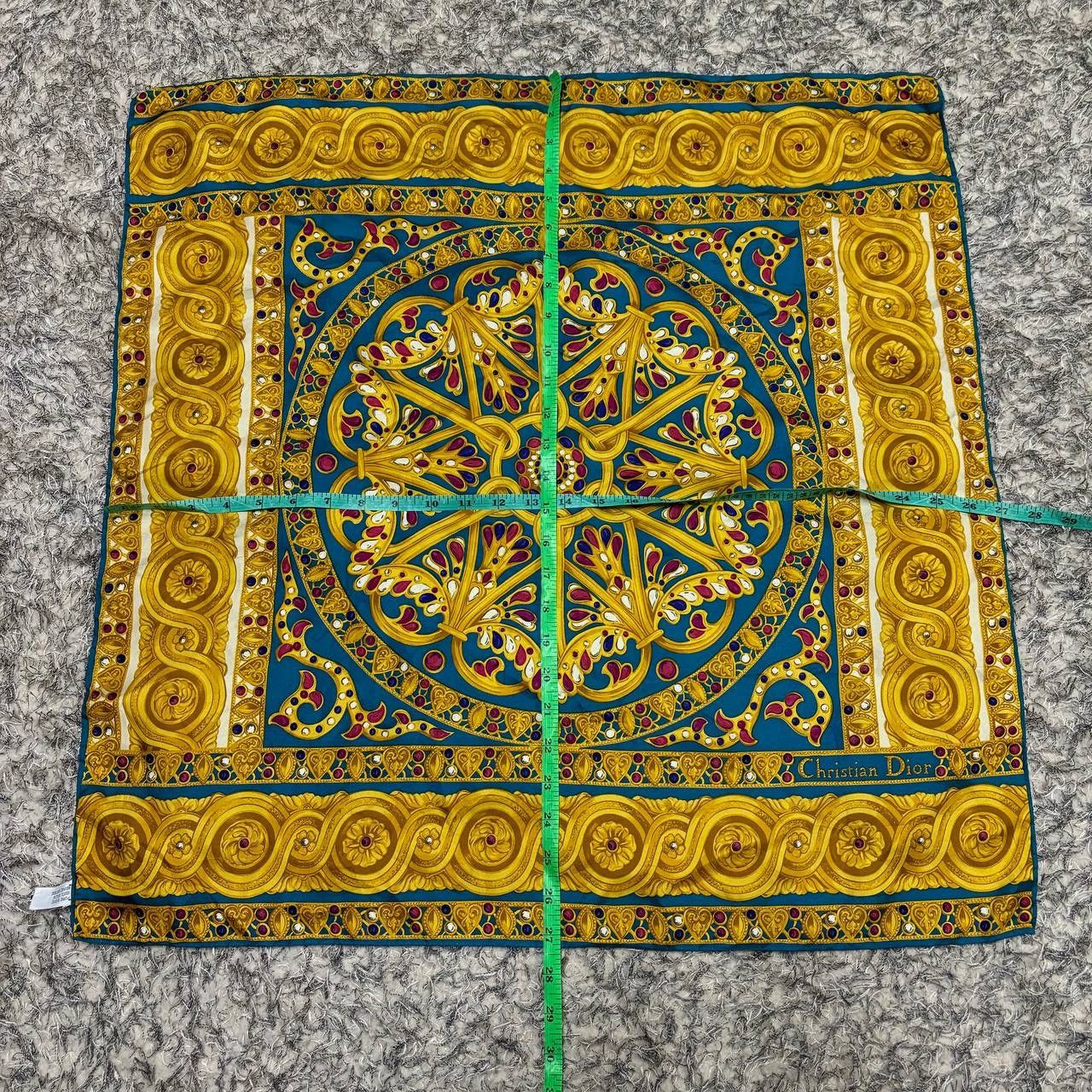 Christian Dior Monsieur Vtg Christian Dior Silk Scarf Baroque Jewel Gold Chain Italy Size ONE SIZE - 7 Thumbnail