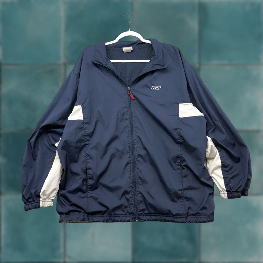 Reebok VINTAGE Reebok Windbreaker Jacket Full Zip Mens XL Navy Blue Y2K Lightweight Size US XL / EU 56 / 4 - 1 Thumbnail