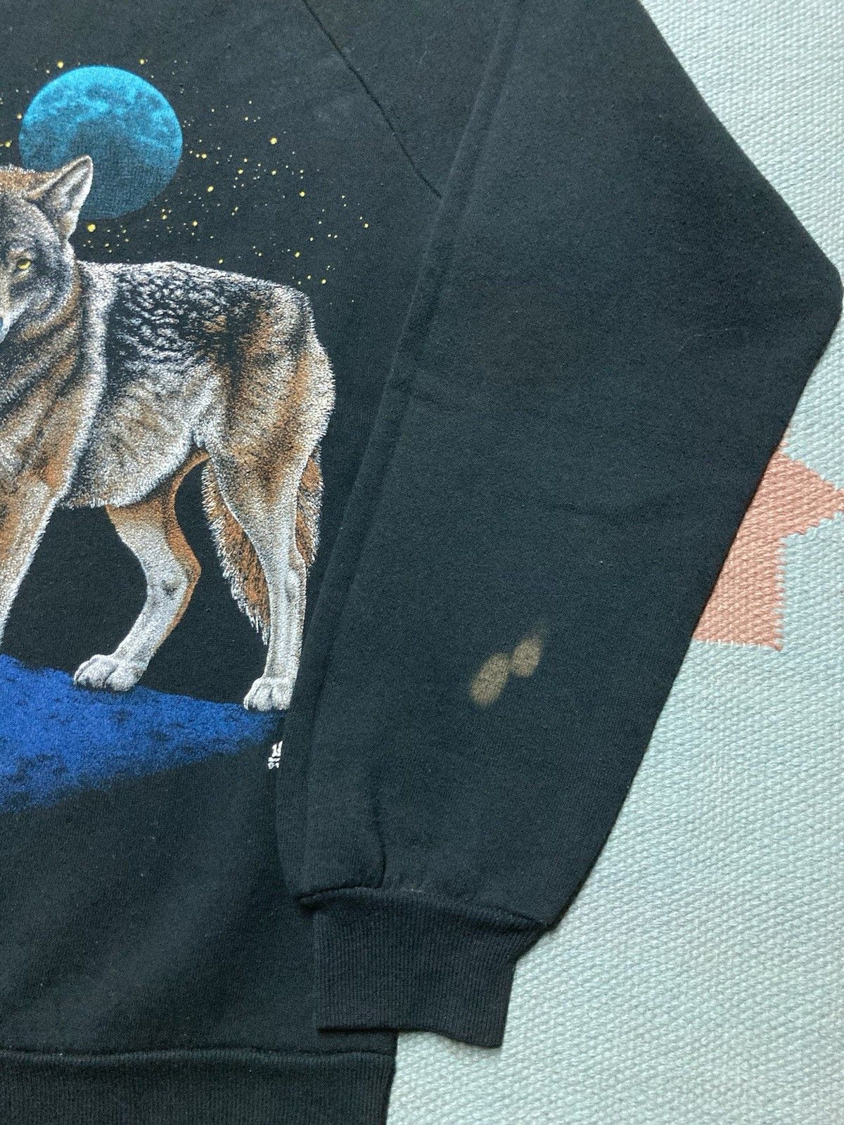 Jerzees × Vintage 1980s sweatshirt lone wolf moon night stars forest animal M Size US L / EU 52-54 / 3 - 2 Thumbnail