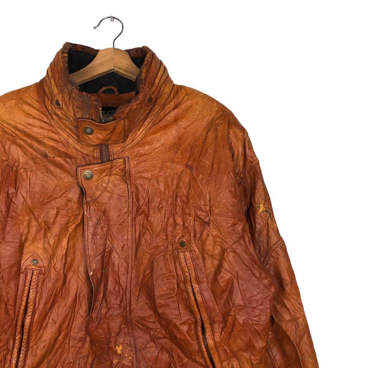 Marc Buchanan 🔥VINTAGE BOMBER LEATHER JACKET MARC BUCHANAN SPELL OUT Size US M / EU 48-50 / 2 - 8 Thumbnail