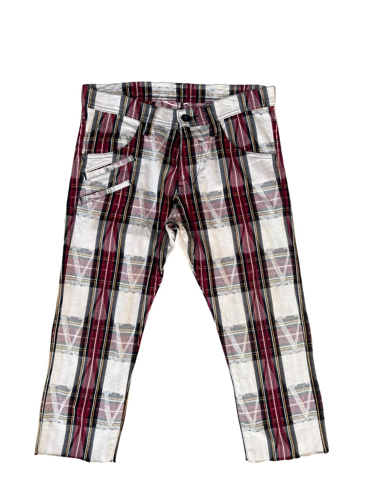 SHAREEF Shareef 2007 Japan Check Raw Edge Cropped Pant Size US 29 - 1 Thumbnail