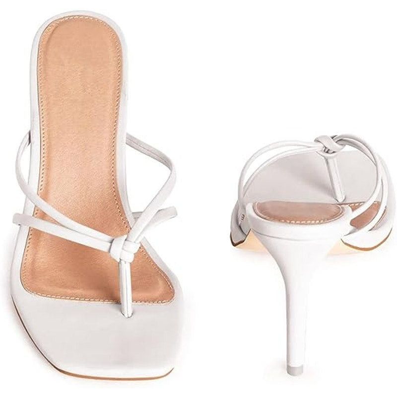 Other Coutgo Women's Size 8 White Strappy 4" Heel Thong Sandals Size US 8 / IT 38 - 4 Thumbnail