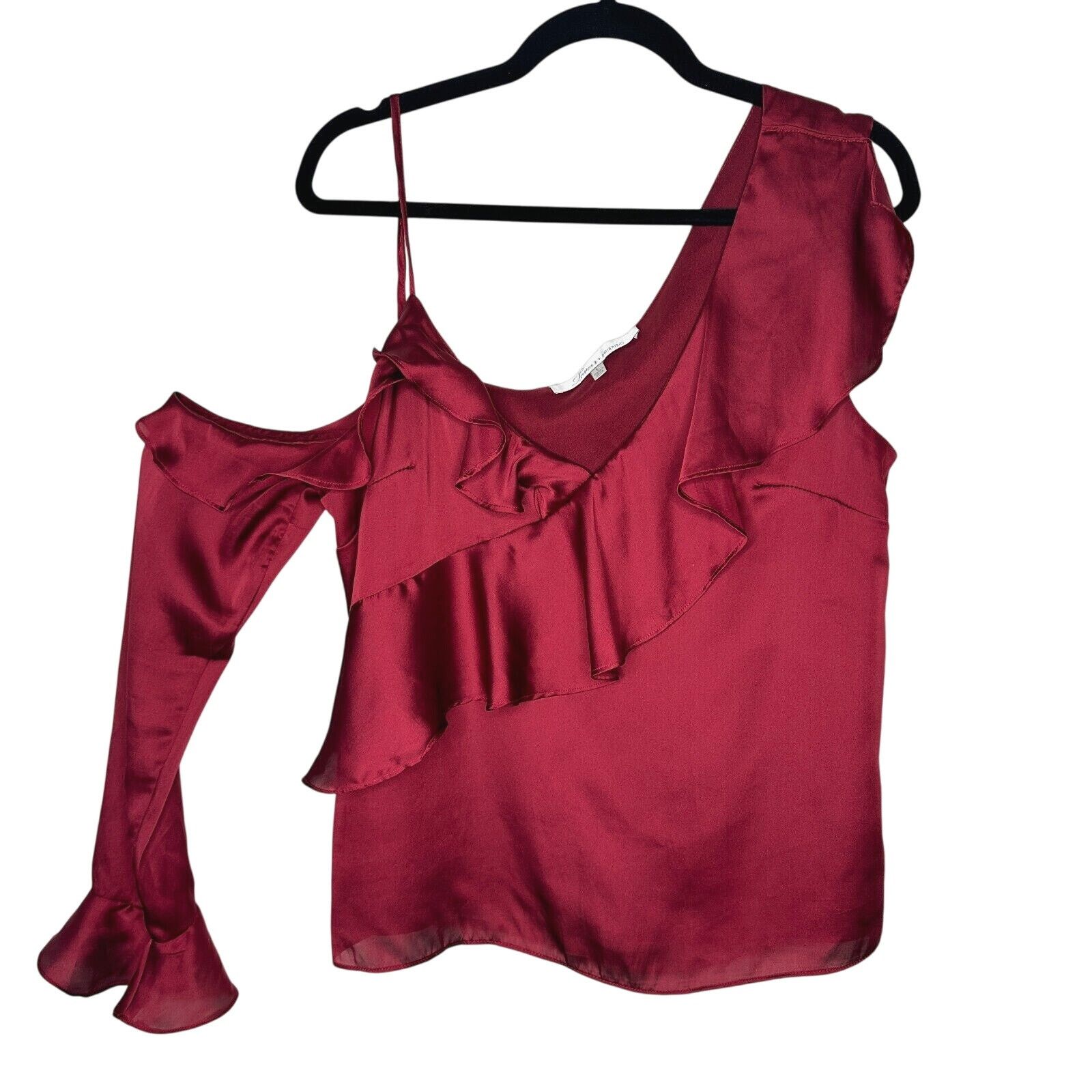 Other Revolve Lovers + Friends Red Ruffled One-Sleeve Blouse L Size L / US 10 / IT 46 - 1 Thumbnail