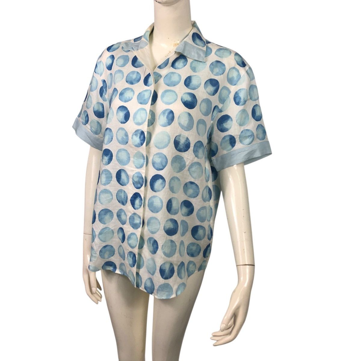 Christian Dior Monsieur 🔥OCEAN BABY BLUE CHRISTIAN DIOR SPORTS BUTTON UPS FULL PRINT Size S / US 4 / IT 40 - 2 Thumbnail