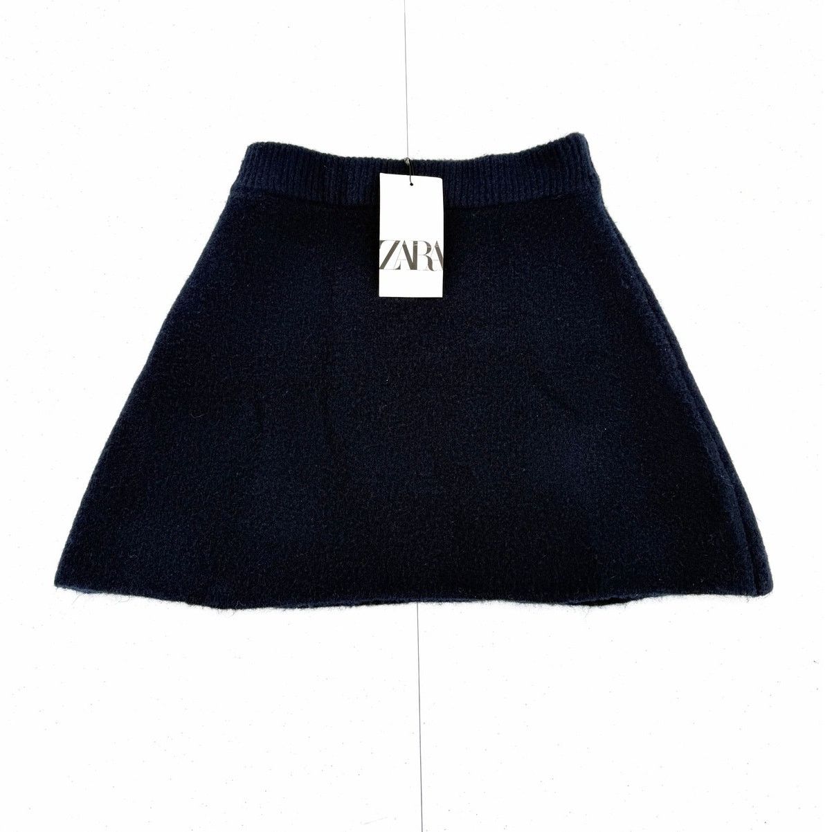 Zara NWT Zara Knitted Brushed Navy Blue Mini Sweater Flare Skirt Size 24" / US 00 / IT 34 - 1 Thumbnail