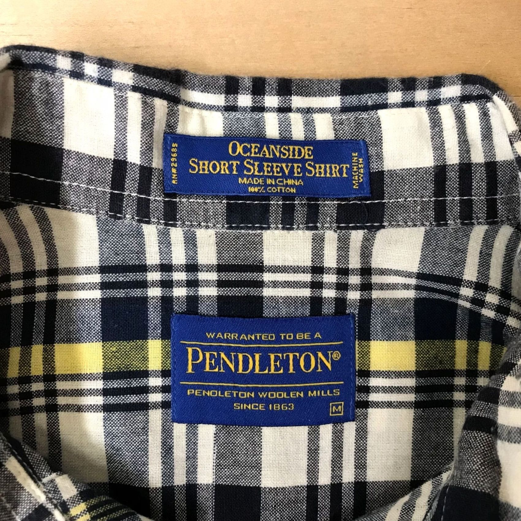 Pendleton PENDLETON Shirt Mens Medium NAVY & CREAM PLAID OCEANSIDE SHORT SLEEVE BUTTON Size US M / EU 48-50 / 2 - 7 Thumbnail