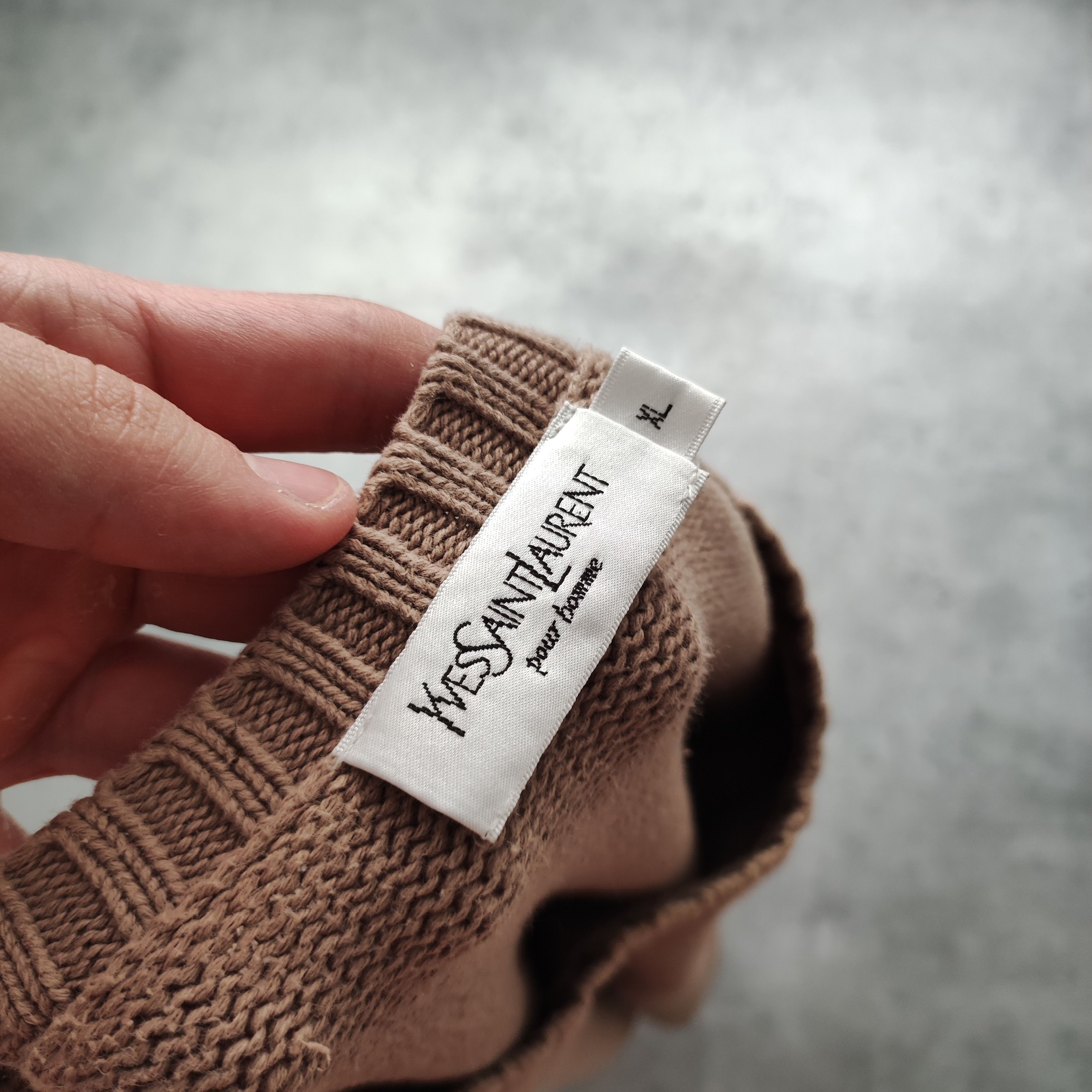 Yves Saint Laurent YSL Yves Saint Laurent Classic Beige Pique Logo Sweater Size US XL / EU 56 / 4 - 6 Thumbnail