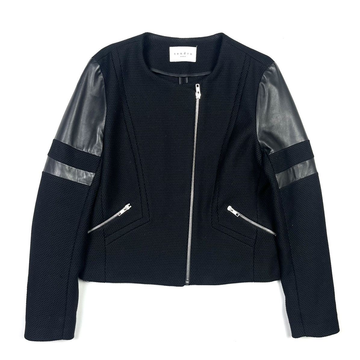 Designer × Sandro Sandro Paris Blazer Jacket Zip Pattern Black Size S / US 4 / IT 40 - 1 Thumbnail
