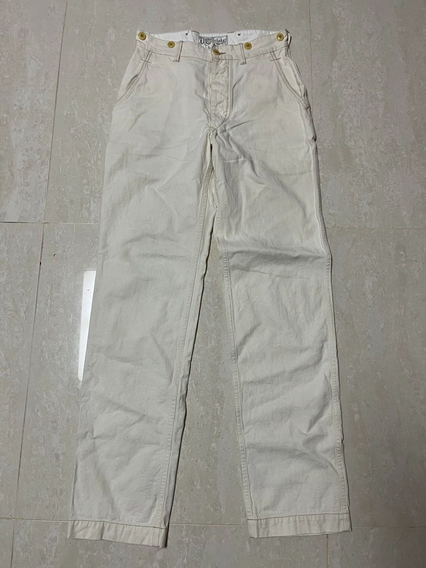 Freewheelers Freewheelers White trousers with middle waist and straight pants. Size US 30 / EU 46 - 1 Thumbnail