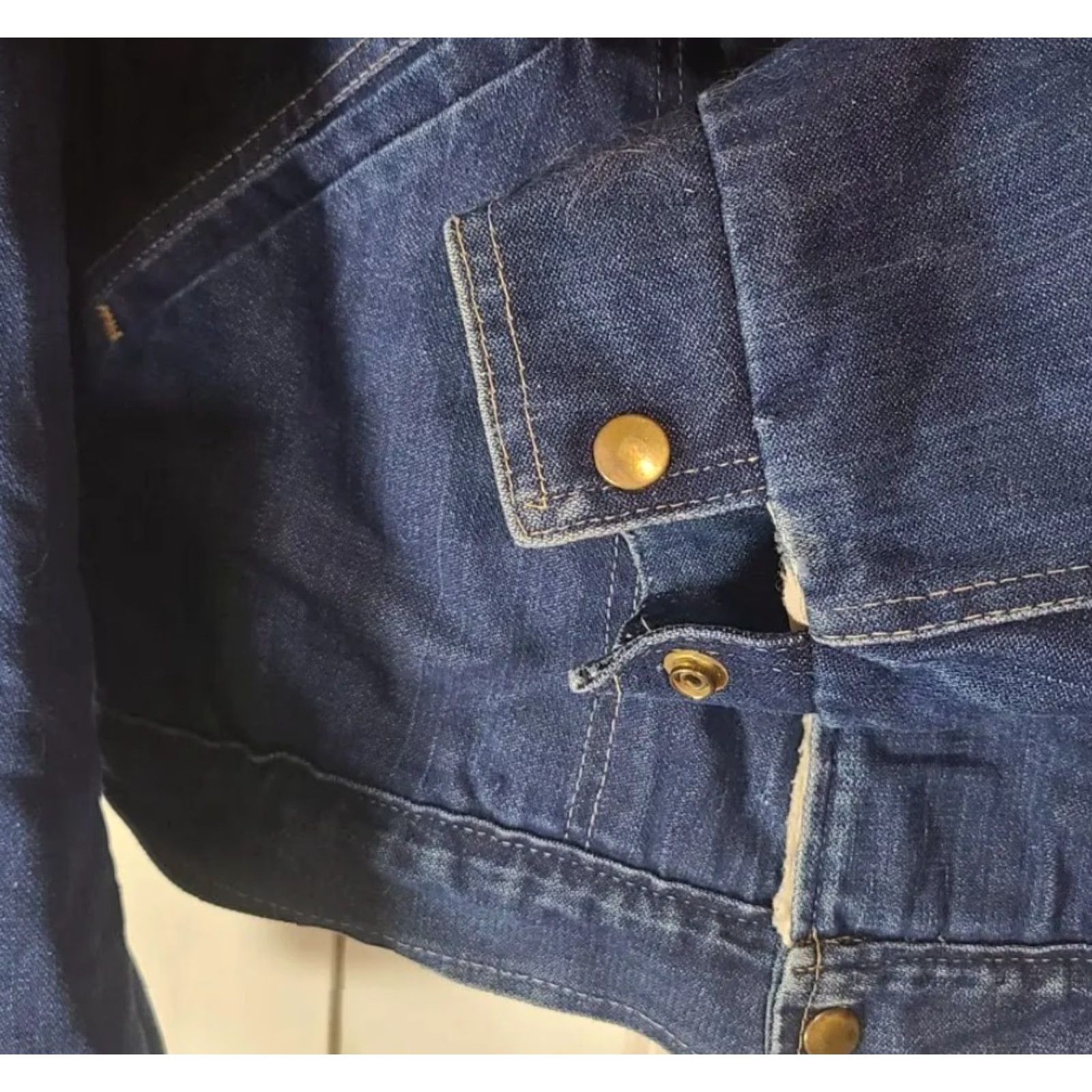 Wiman Mens Sherpa Jean Jacket Denim USA Trucker Pockets Vintage L