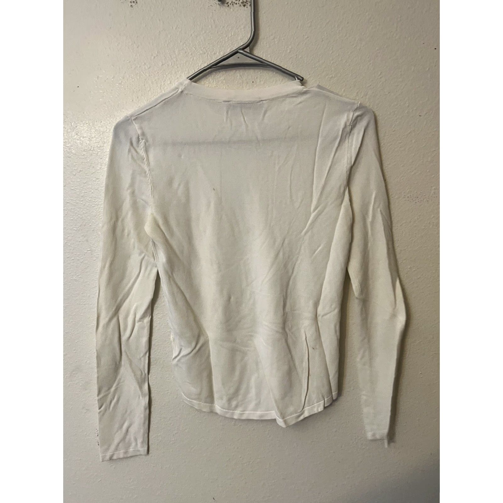 Zara Zara White Knit Long Sleeve Blouse Womens Medium Solid Tight Knit Top Size M / US 6-8 / IT 42-44 - 2 Thumbnail