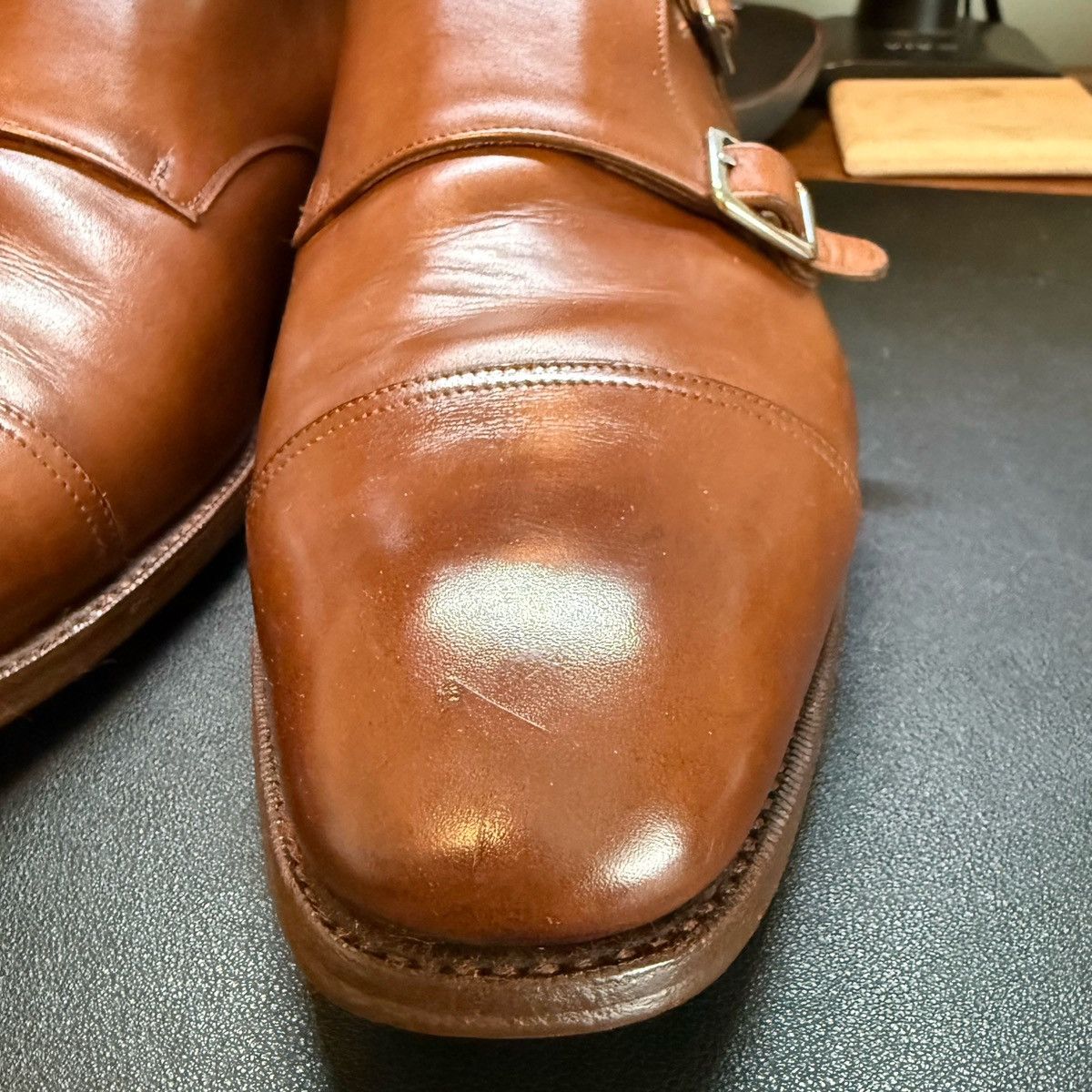 Meermin Meermin Double Monk Strap – Tan Calf – UK 10 / US 11D Size US 11 / EU 44 - 10 Thumbnail