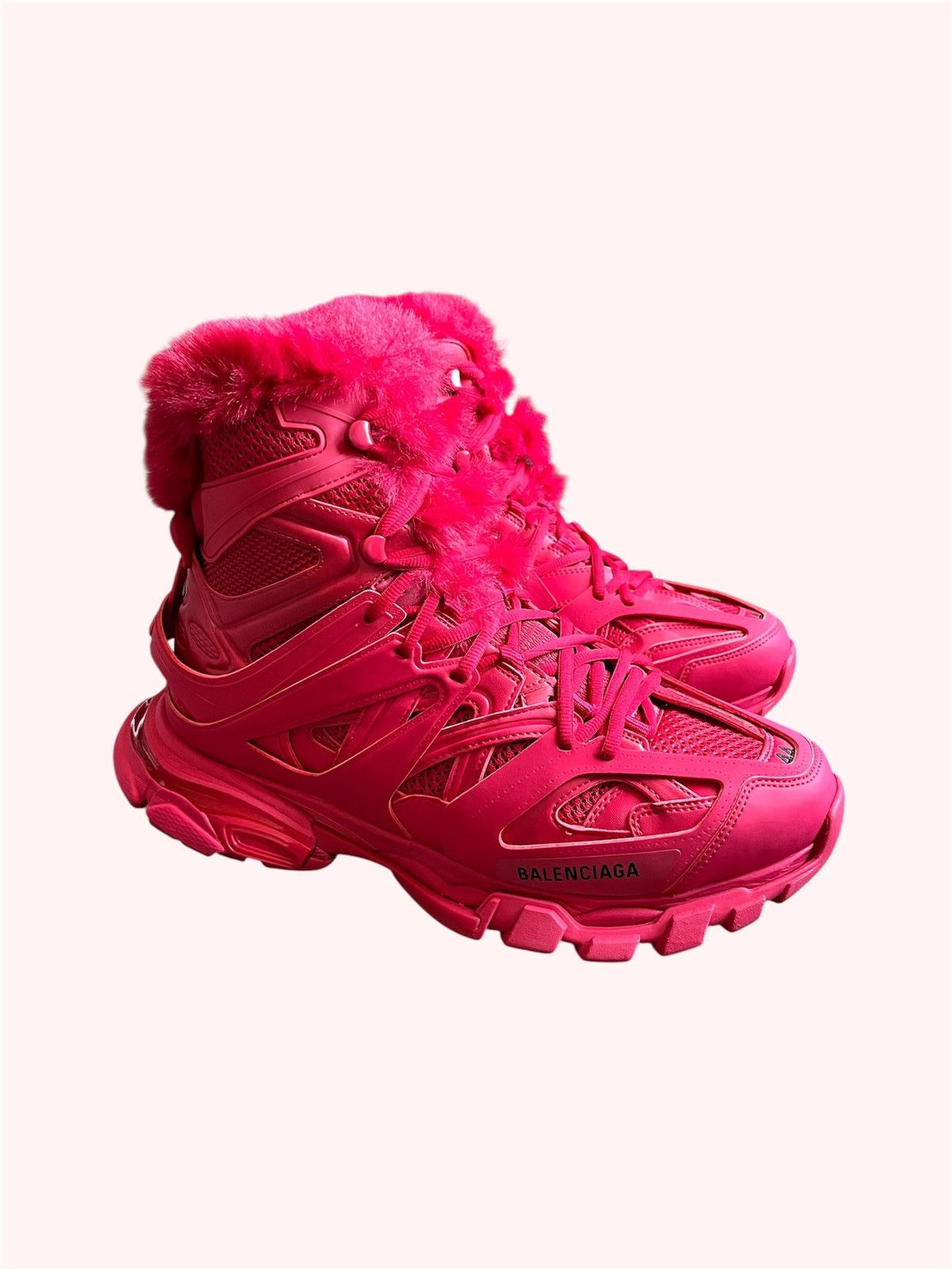 Balenciaga Track Hike High Boot Red Fur display picture 1