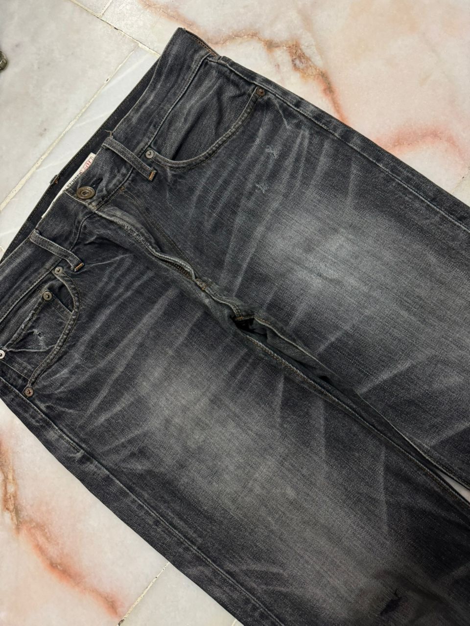 💥Sick💥90s Style Back Number Whisker Distress Ripped Jeans